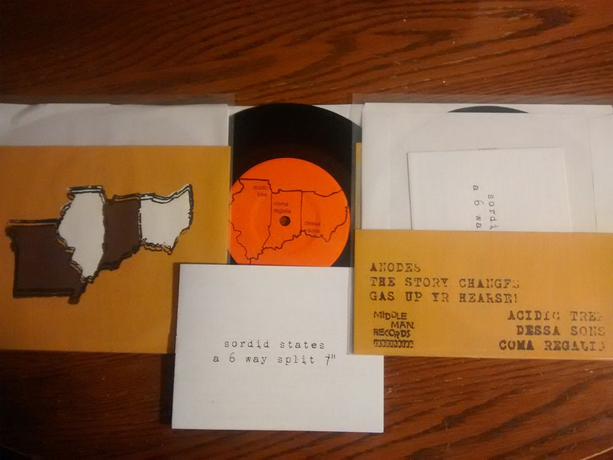 Sordid States 6 way split - Black 7"